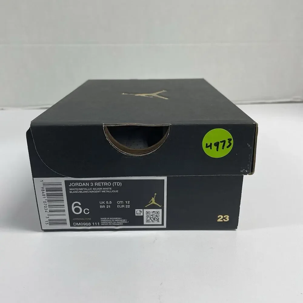Air Jordan 3 Retro TD 'Pure Money' 2025 DM0968 111 Size 6 C Toddler White Shoes